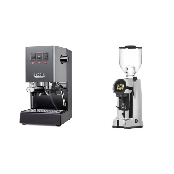 Gaggia New Classic E24, grey + Eureka Helios 75, chrome