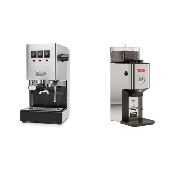 Gaggia New Classic E24, stainless steel + Lelit William PL72-P