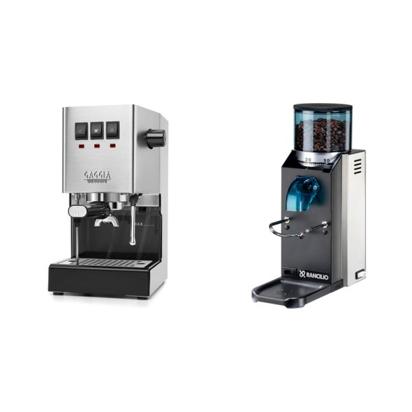 Gaggia New Classic E24, stainless steel + Rancilio Rocky Doserless