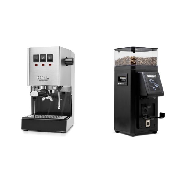 Gaggia New Classic E24, stainless steel + Rancilio STILE, black