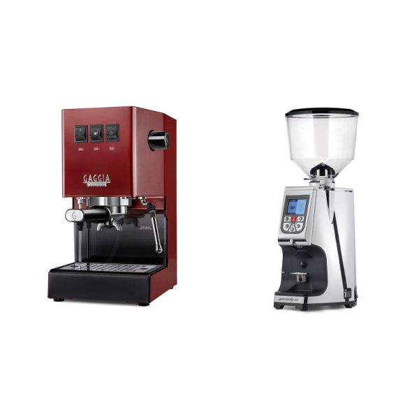 Gaggia New Classic E24, red + Eureka Atom Specialty 65, chrome