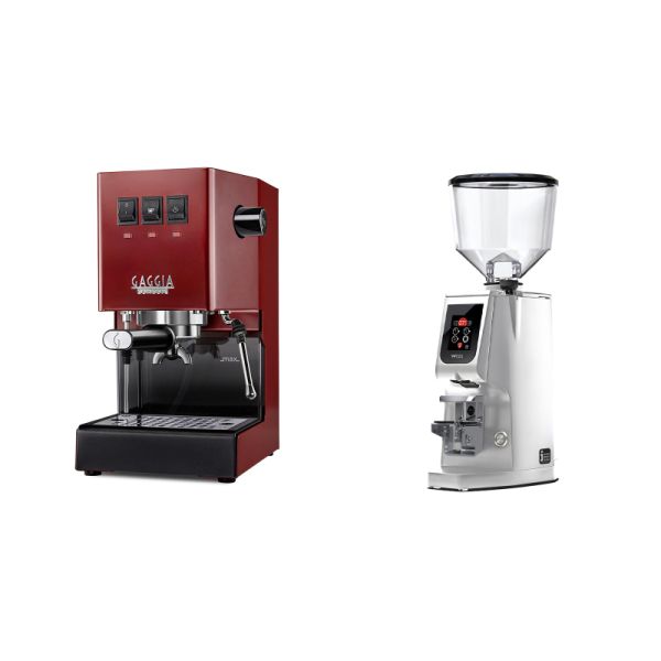 Gaggia New Classic E24, red + Eureka Atom W 65, chrome