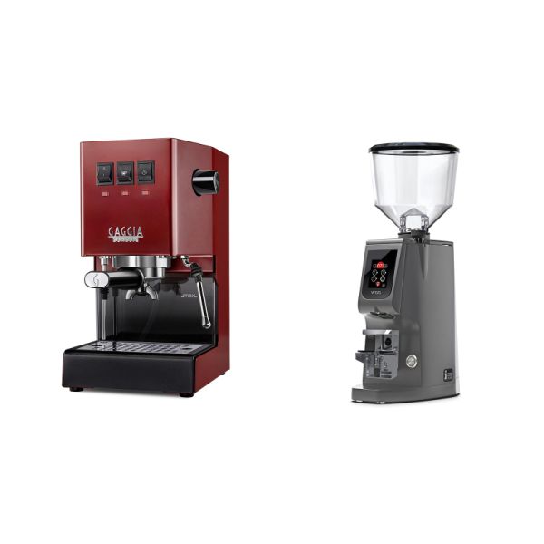 Gaggia New Classic E24, red + Eureka Atom W 65, grey