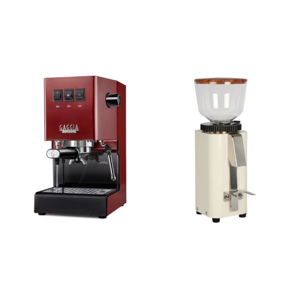 Gaggia New Classic E24, red + ECM C-Manuale 54, cream, olive