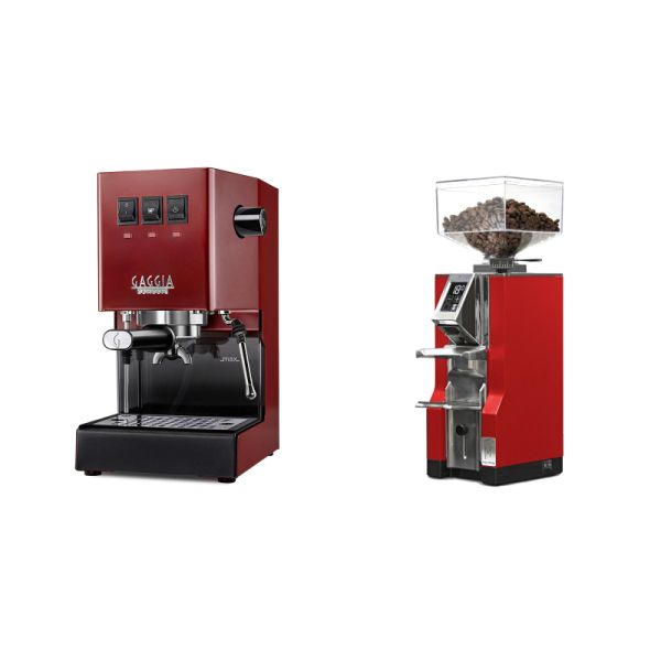 Gaggia New Classic E24, red + Eureka Mignon Libra, CR ferrari red