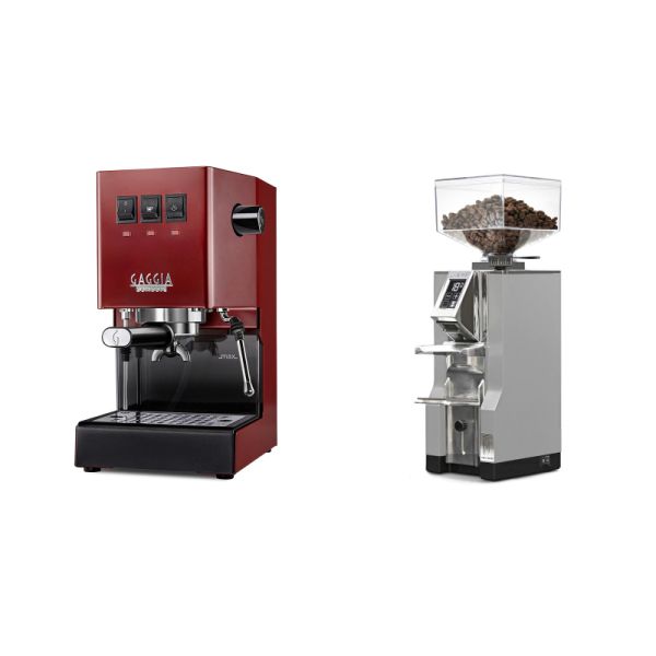 Gaggia New Classic E24, red + Eureka Mignon Libra, CR grey