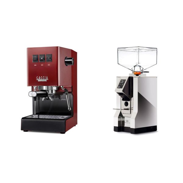 Gaggia New Classic E24, red + Eureka Mignon Perfetto, CR chrome