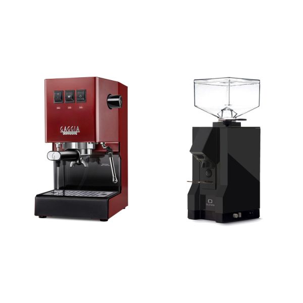 Gaggia New Classic E24, red + Eureka Mignon Silenzio, BL black