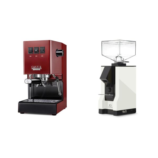 Gaggia New Classic E24, red + Eureka Mignon Silenzio, BL white