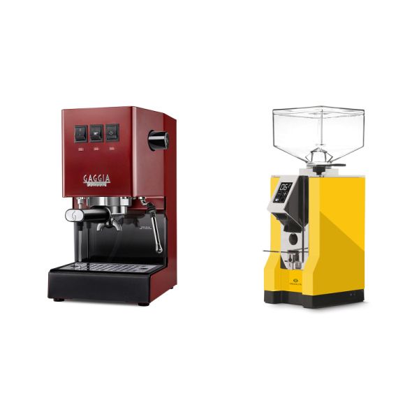 Gaggia New Classic E24, red + Eureka Mignon Specialita, CR yellow