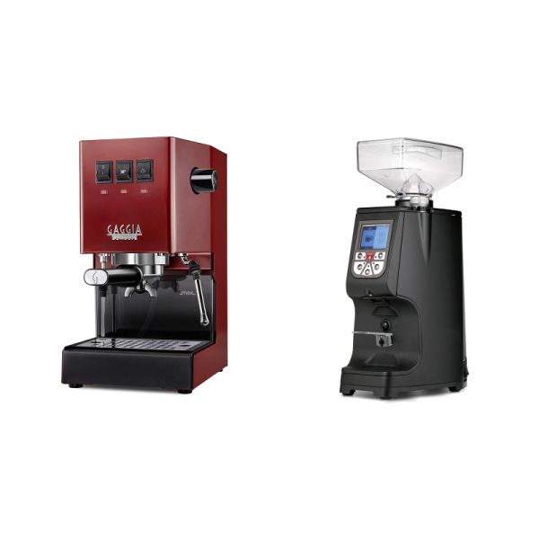 Gaggia New Classic E24, red + Eureka Atom 60, black