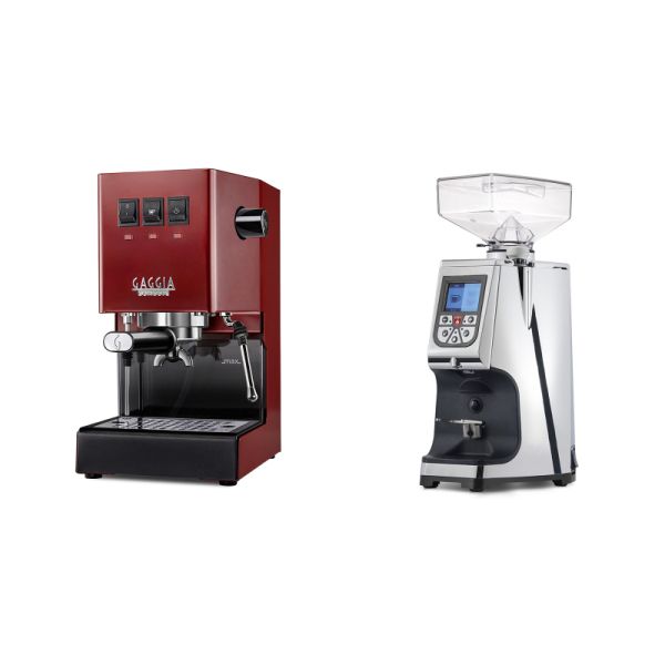 Gaggia New Classic E24, red + Eureka Atom 60, chrome