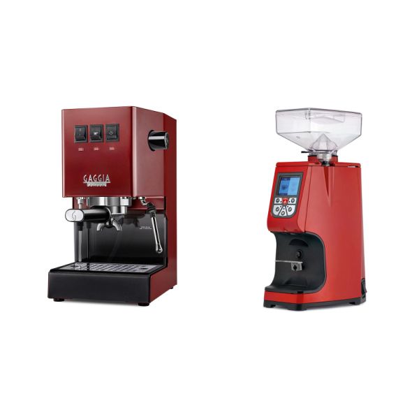 Gaggia New Classic E24, red + Eureka Atom 60, ferrari red