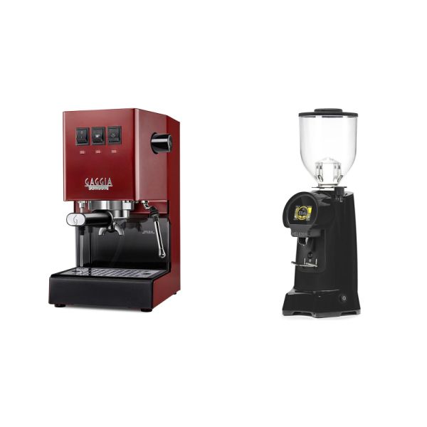 Gaggia New Classic E24, red + Eureka Helios 65, black