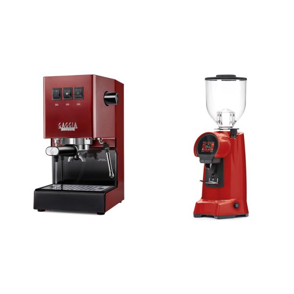 Gaggia New Classic E24, red + Eureka Helios 65, ferrari red