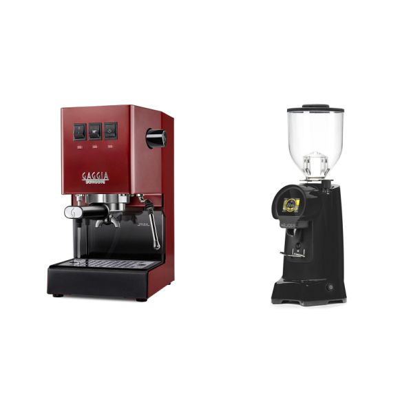 Gaggia New Classic E24, red + Eureka Helios 75, black