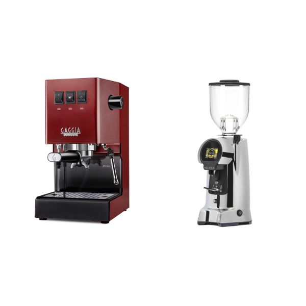 Gaggia New Classic E24, red + Eureka Helios 75, chrome