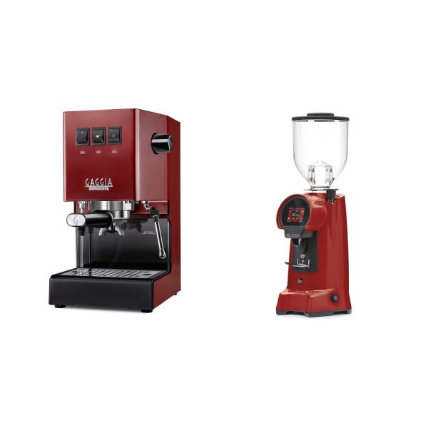 Gaggia New Classic E24, red + Eureka Helios 75, ferrari red