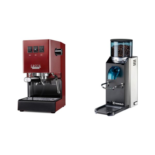 Gaggia New Classic E24, red + Rancilio Rocky Doserless