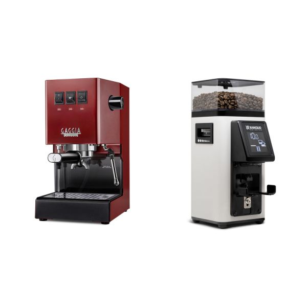 Gaggia New Classic E24, red + Rancilio STILE, white