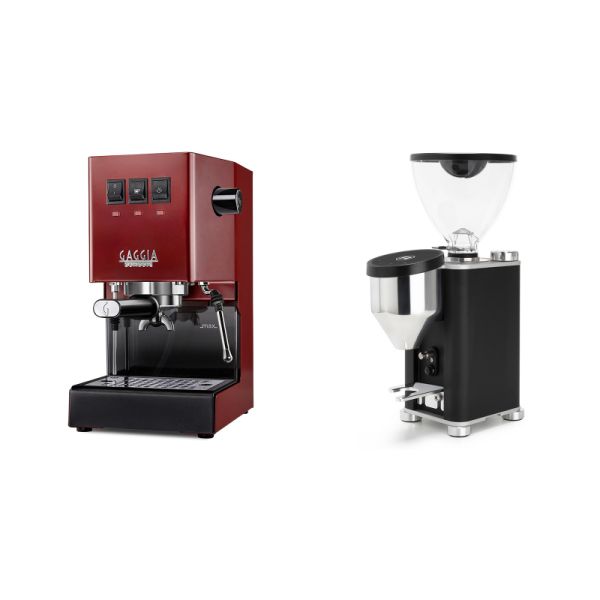 Gaggia New Classic E24, red + Rocket Espresso GIANNINO, black/chrome