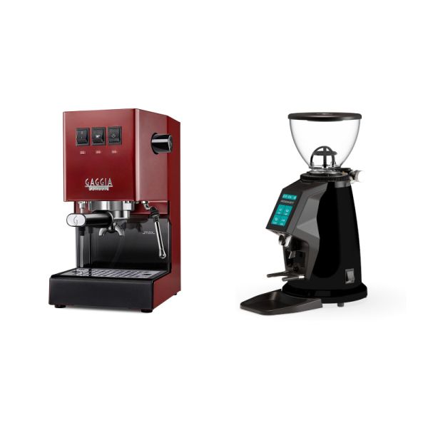 Gaggia New Classic E24, red + Rocket Espresso SPLUGA, black