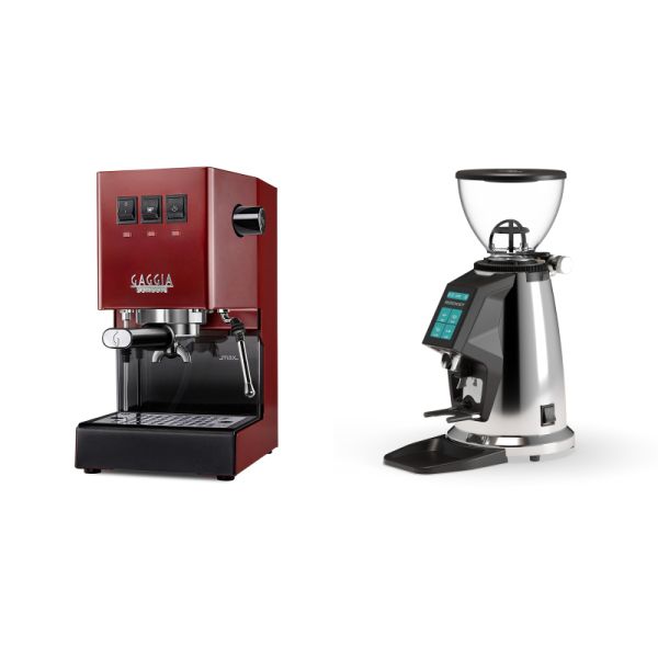 Gaggia New Classic E24, red + Rocket Espresso SPLUGA, chrome