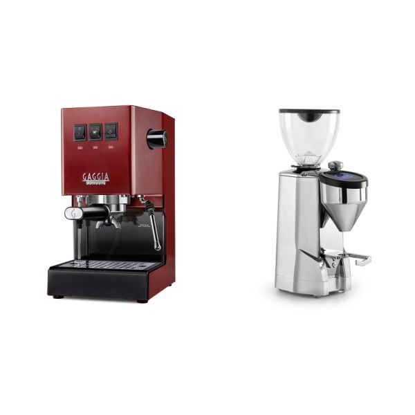 Gaggia New Classic E24, red + Rocket Espresso SUPER FAUSTO, chrome