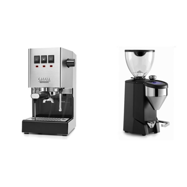 Gaggia New Classic E24, stainless steel + Rocket Espresso FAUSTO 2.1, black