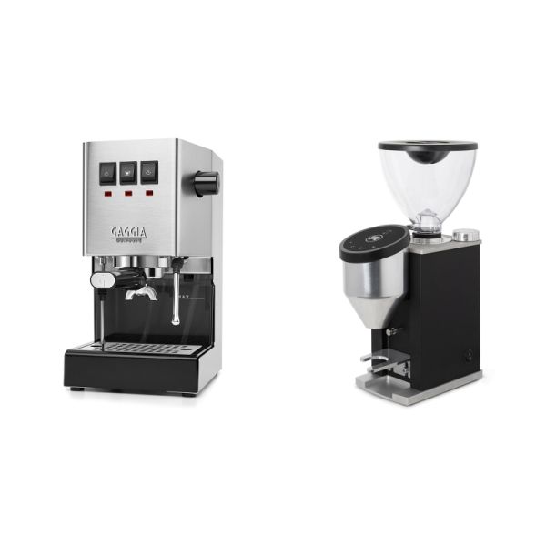 Gaggia New Classic E24, stainless steel + Rocket Espresso FAUSTINO 3.1, black