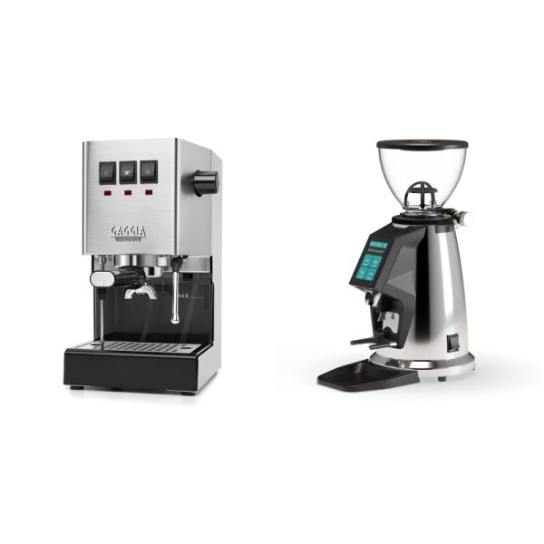 Gaggia New Classic E24, stainless steel + Rocket Espresso SPLUGA, chrome