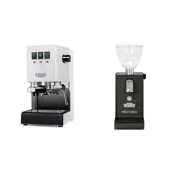 Gaggia New Classic E24, white + Ascaso i-steel, black