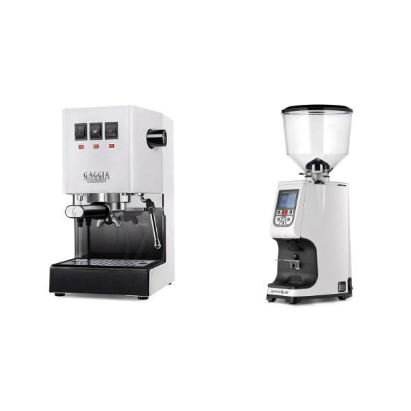 Gaggia New Classic E24, white + Eureka Atom Specialty 65, white