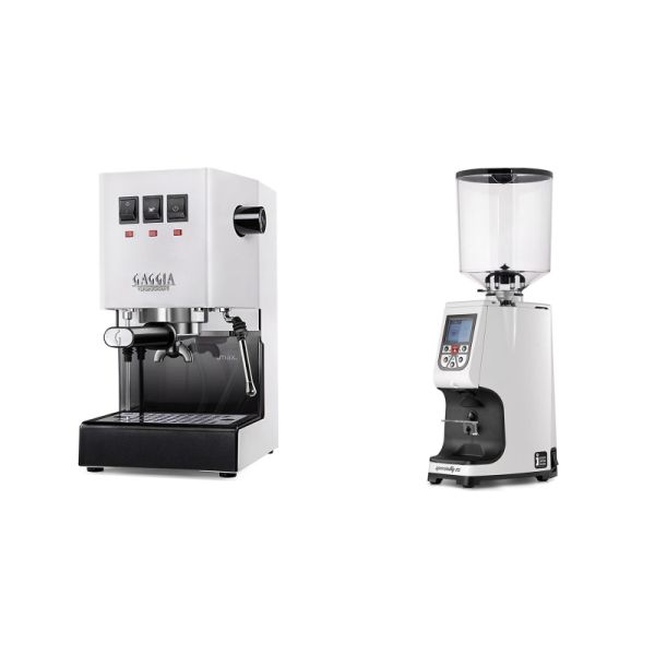 Gaggia New Classic E24, white + Eureka Atom Specialty 75, white