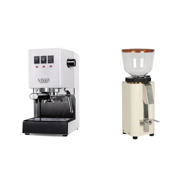 Gaggia New Classic E24, white + ECM C-Manuale 54, cream, olive