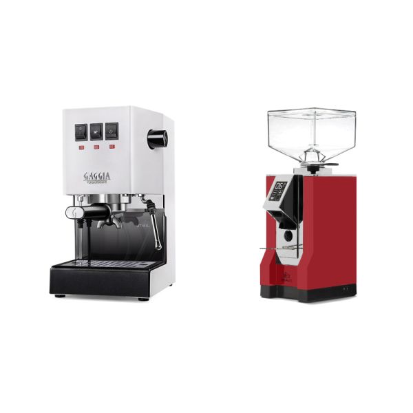 Gaggia New Classic E24, white + Eureka Mignon Bravo, CR ferrari red