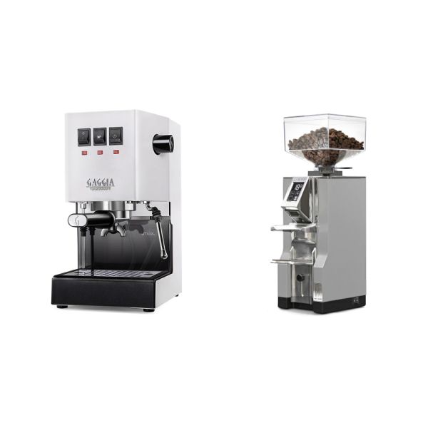 Gaggia New Classic E24, white + Eureka Mignon Libra, CR grey