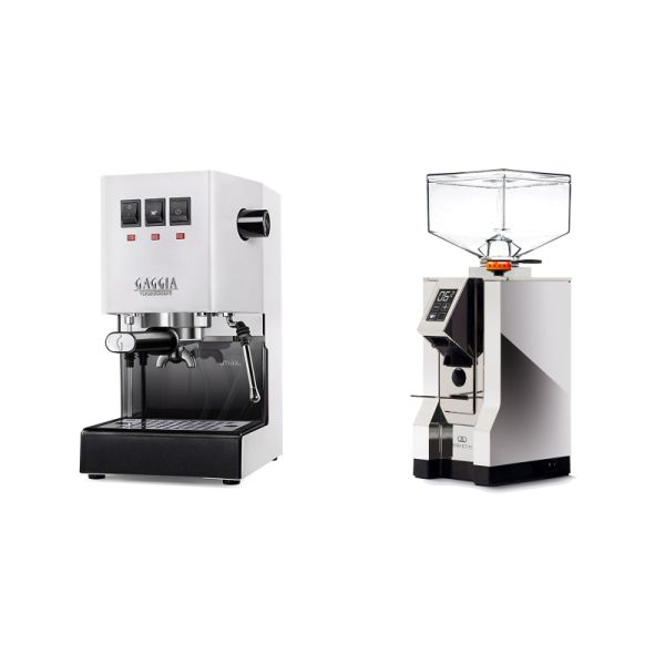 Gaggia New Classic E24, white + Eureka Mignon Perfetto, CR chrome