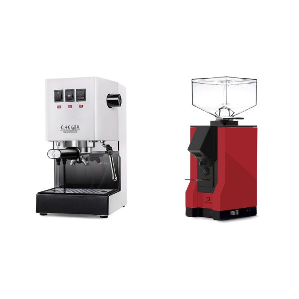 Gaggia New Classic E24, white + Eureka Mignon Silenzio, BL ferrari red