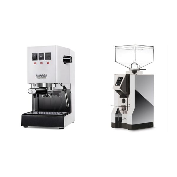 Gaggia New Classic E24, white + Eureka Mignon Specialita, CR chrome