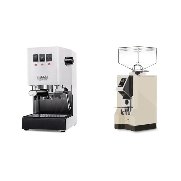 Gaggia New Classic E24, white + Eureka Mignon Specialita, CR cream