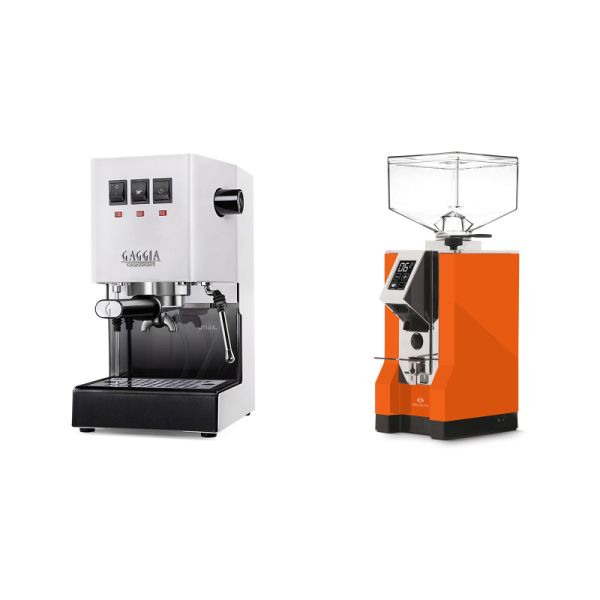 Gaggia New Classic E24, white + Eureka Mignon Specialita, CR orange