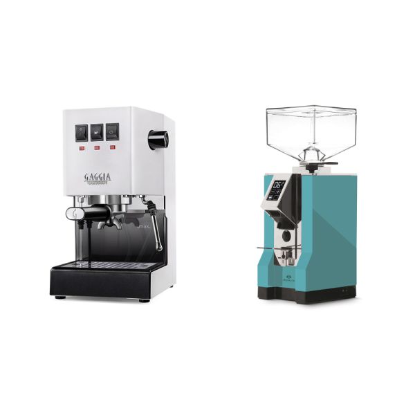 Gaggia New Classic E24, white + Eureka Mignon Specialita, CR tiffany blue