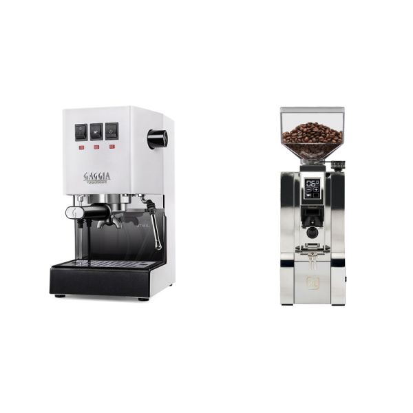 Gaggia New Classic E24, white + Eureka Mignon XL, CR chrome