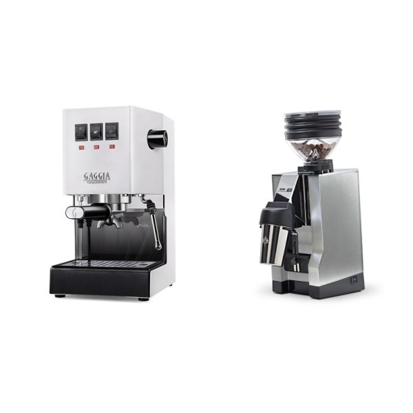 Gaggia New Classic E24, white + Eureka Mignon Zero 65 All Purpose, CR chrome