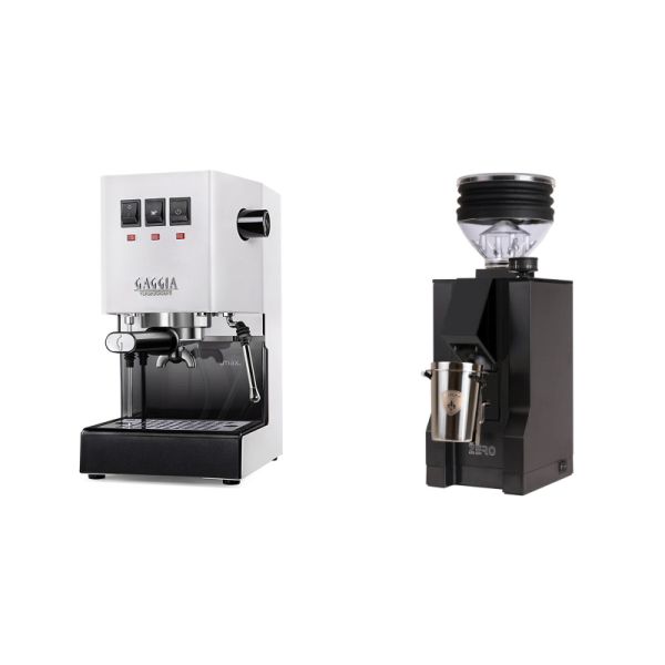 Gaggia New Classic E24, white + Eureka Mignon Zero, BL black