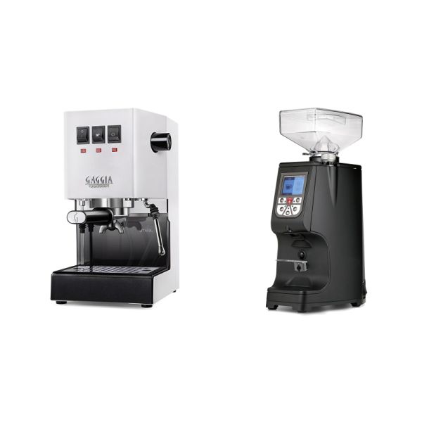 Gaggia New Classic E24, white + Eureka Atom 60, black