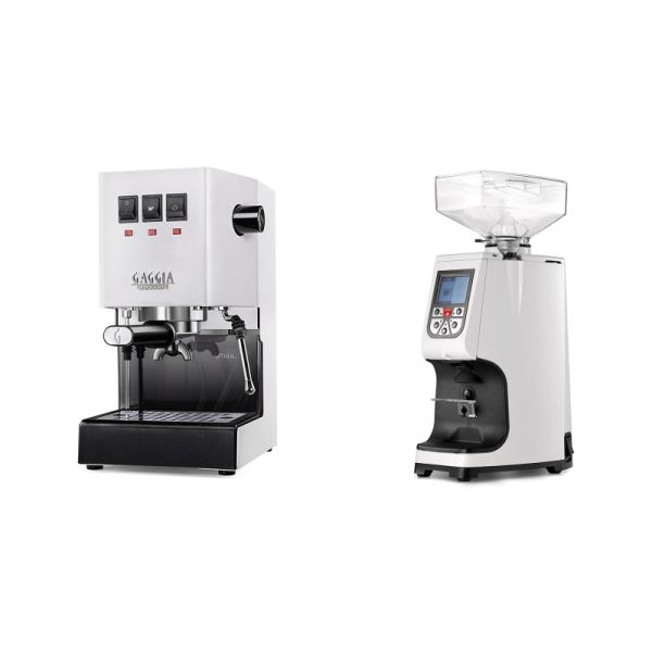 Gaggia New Classic E24, white + Eureka Atom 60, white