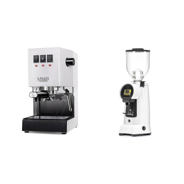 Gaggia New Classic E24, white + Eureka Helios 75, white