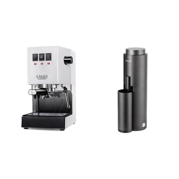 Gaggia New Classic E24, white + Felicita F47, black